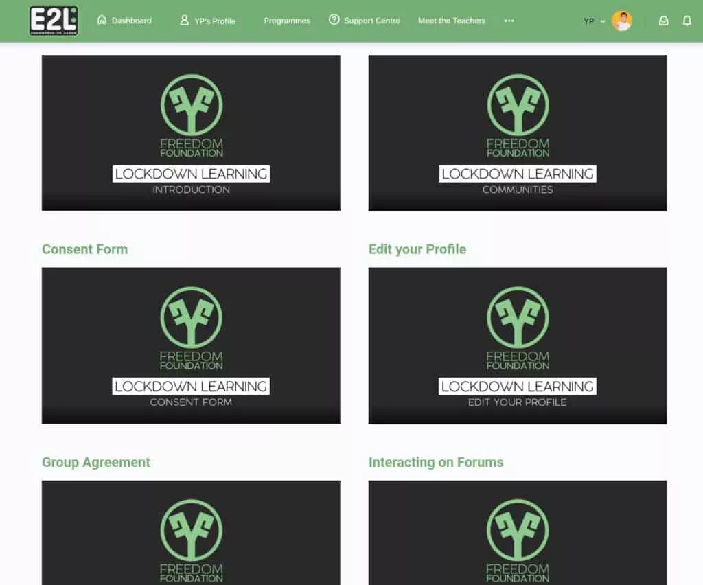 Support page screenshot